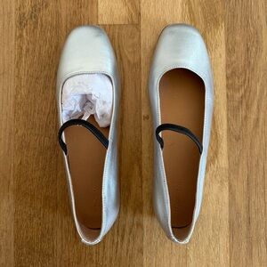 NEW Madewell The Greta Ballet Flat Silver Size 7.5